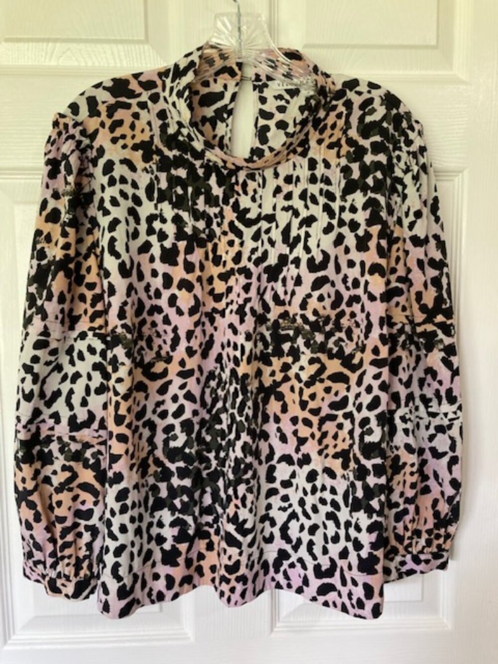 Veronica Beard Lety Silk Blouse Leopard Print 16 Romantic Chic Quiet Luxury